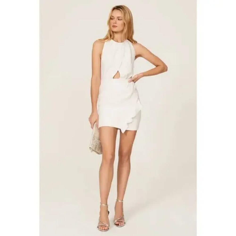 IRO Paris Yasmina Dress Ivory/silver Tweed Asymmetric Cutout Mini Sheath 6